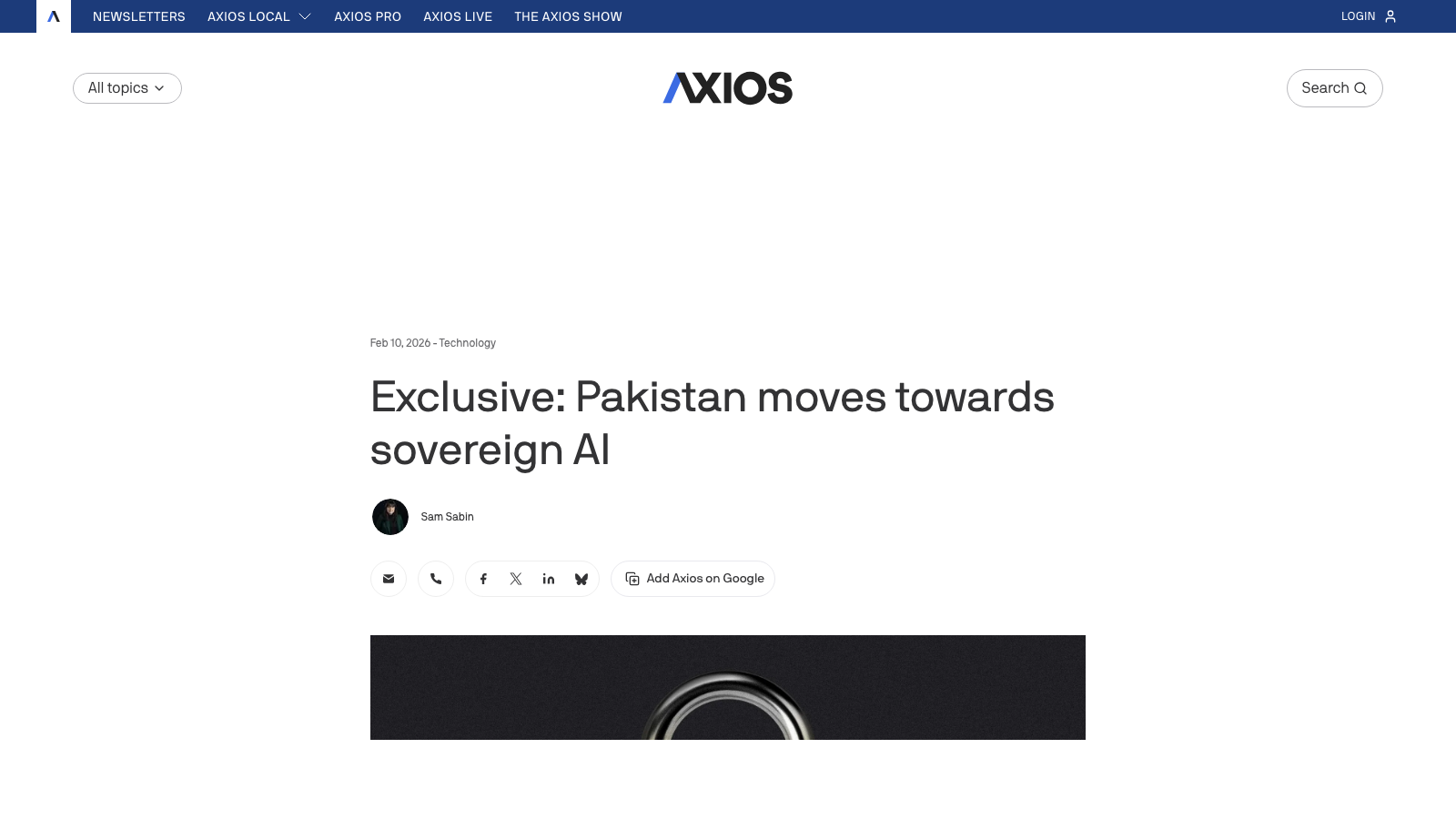 Axios: Exclusive: Pakistan moves towards sovereign AI
